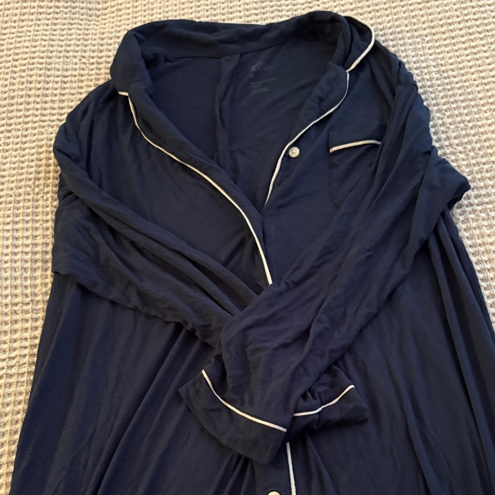 Stars Above Navy Pajama Set with White Trim